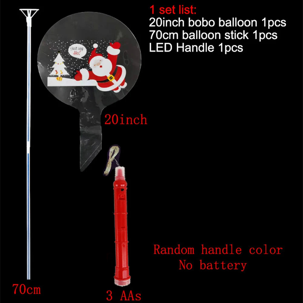 1Set LED Light Up Bobo Balloons With Flashing Handles Christmas Birthday Party Decorations Xmas Ballons Kids New Year Toys Gifts