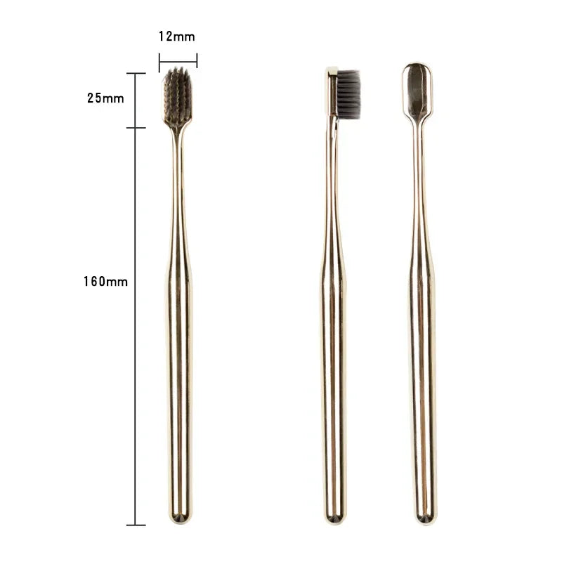 Kingubznis Luxury Soft Toothbrush Gold Silver Teeth Brush Men Women Adult Toothbrushes Brand New Electroplated Dental Brushes