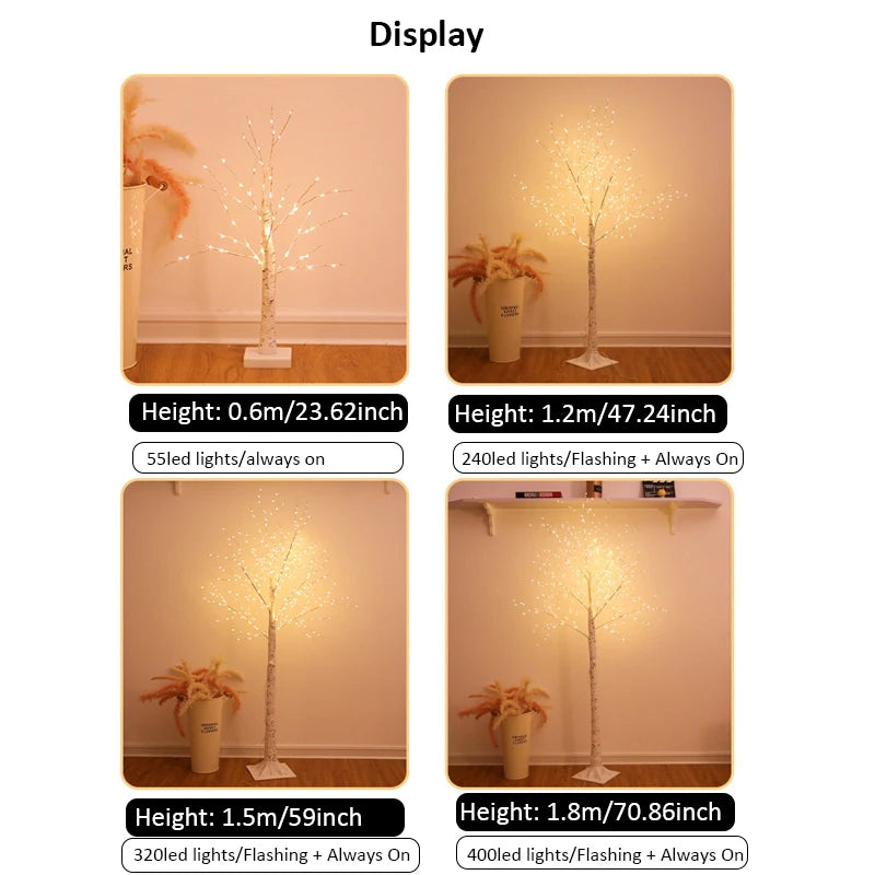 Christmas Decoration LED Birch Tree Bedroom Light for Landscape Luminous Decoration New Year DIY Home Decor Christmas Tree Gift