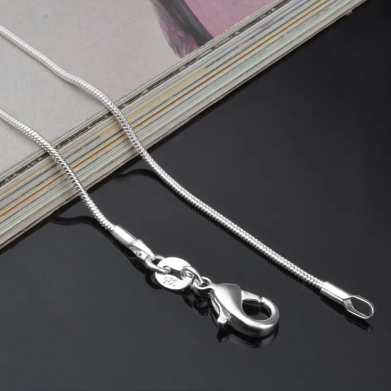 Exclusive 925 sterling silver necklace women, silver fashion jewelry Snake Chain 1mm Necklace 16 18 20 22 24"