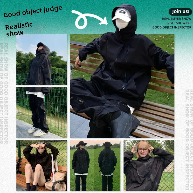 Black Knight American Style Trendy Brand Men's Autumn/winter New Loose-fit Functional Workwear Hooded Jacket