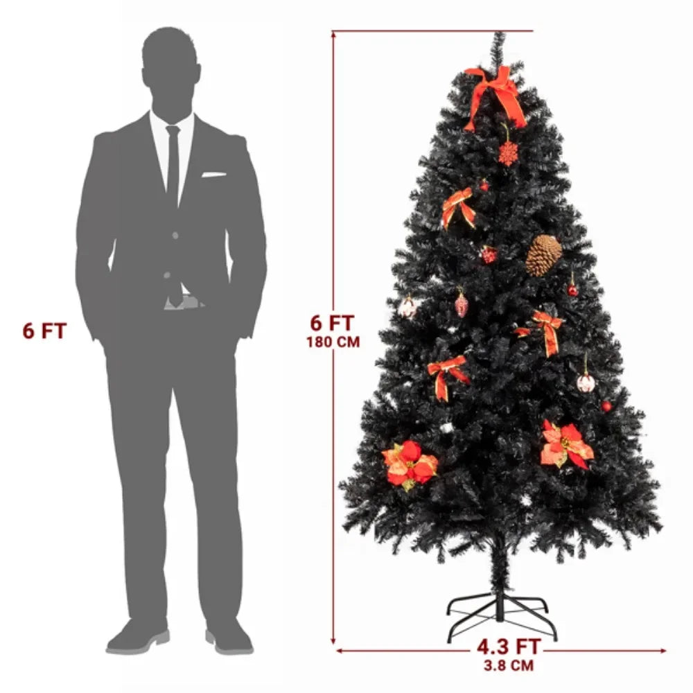 Black 1150 Branches The leaves are made of flame retardant PVC material, which is durable and not easy to deform Christmas tree