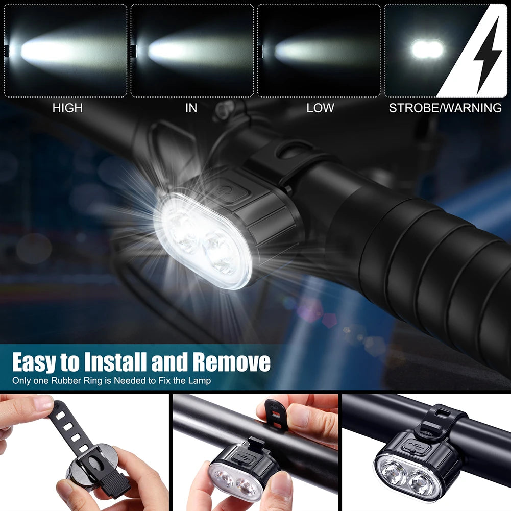 2PCS LED Bike Light Bicycle Front Rear lights USB Charge Headlight Cycling Taillight Bicycle Lantern bike Accessories Lamps