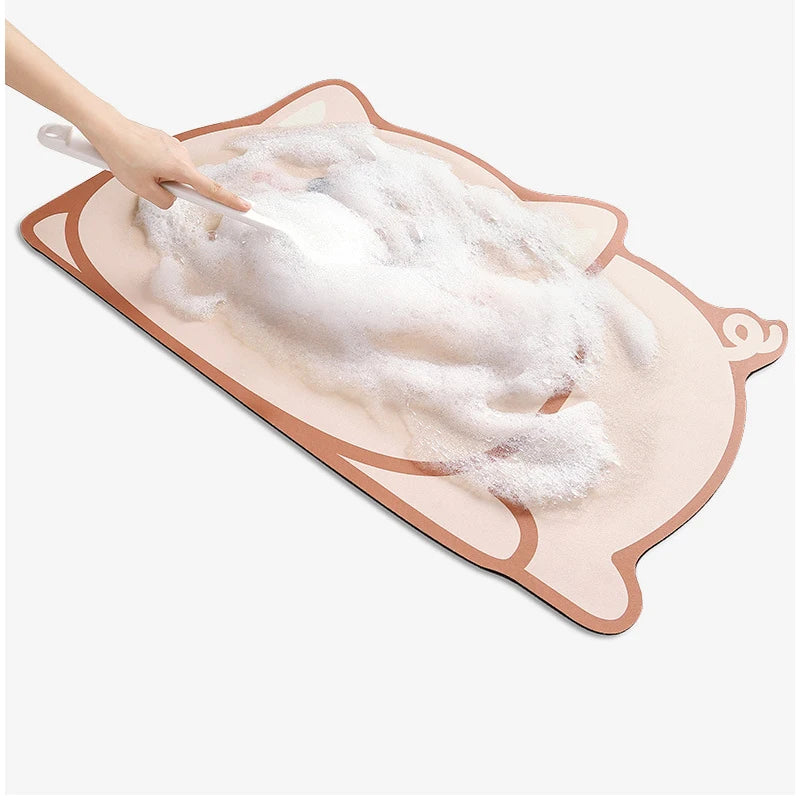 Pink Pig Bath Mat Super Absorbent Bathroom Mat Cute Animal Rug Bedroon Floor Carpet Home Entrance Shower Bathroom Foot Mats