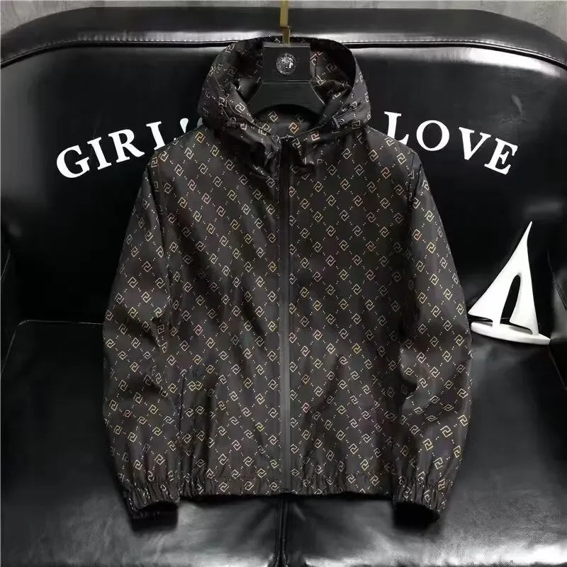 2024 Men's Anti-uv Sun Protection Clothes Plaid Ultra-thin Ice Silk Outdoor Hooded Thin Jacket Sunscreen Serum Coat