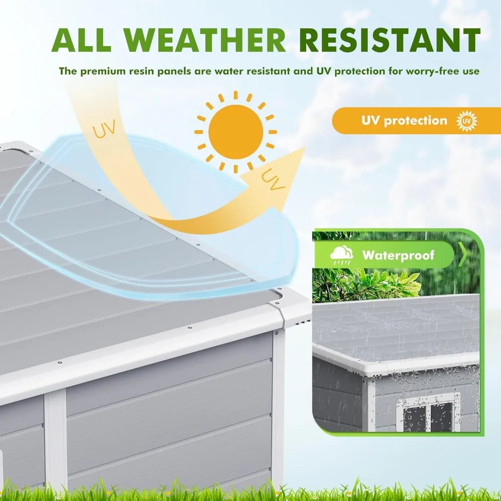Outdoor Storage Shed, 5x4 FT Plastic Resin Shed with Floor, Garden Tool Sheds with Lockable Door for Patio Backyard Lawn