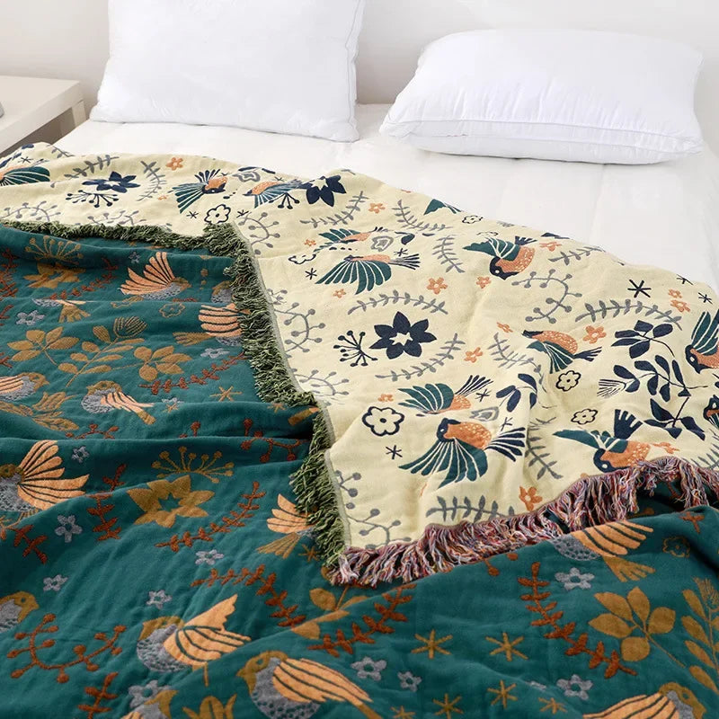 Japanese Throw Blanket Cotton Double Sided Sofa Cover Nordic Sofa Cushion Leisure Blanket Bedspread Four Seasons Thin Quilt