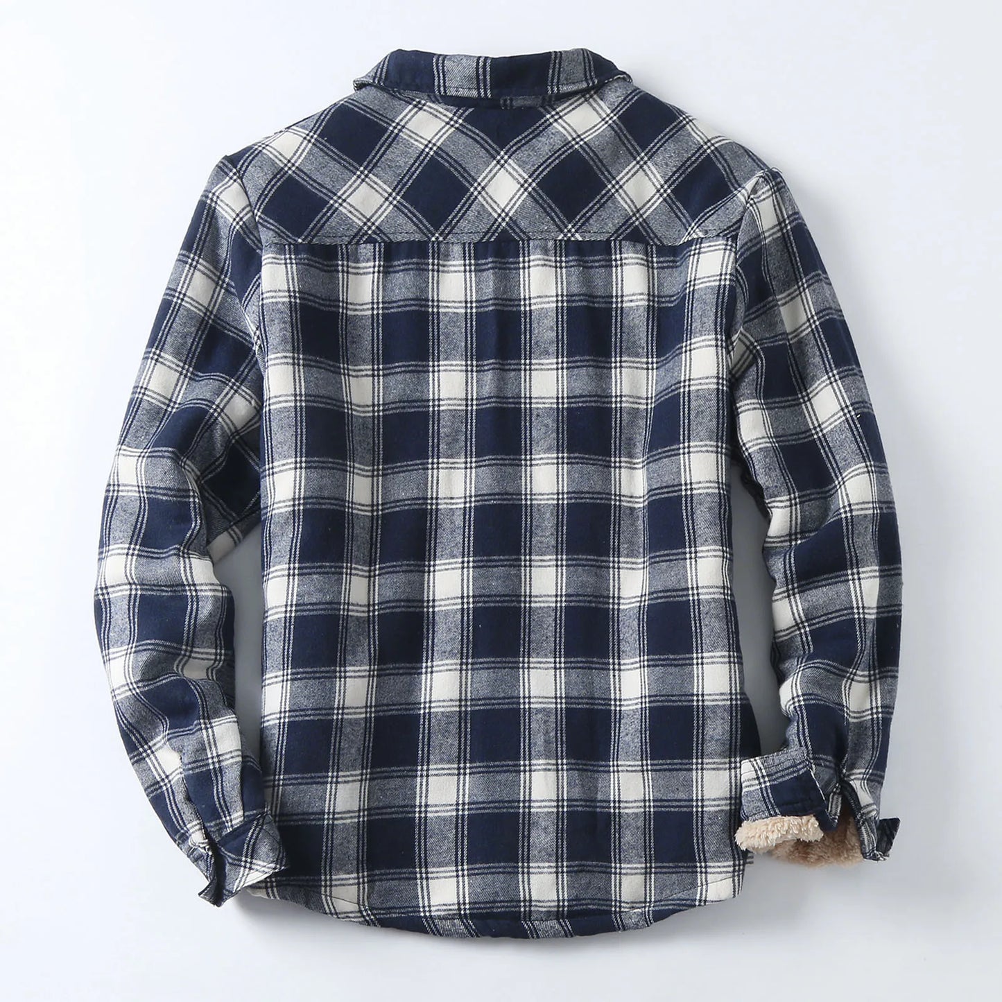 Men's Fleece Plaid Flannel Shirt Jacket Button Up Casual Cotton Jacket Thicken Warm Autumn Winter Fashion Outerwear Jackets