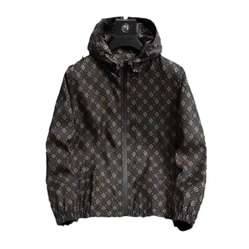 2024 Men's Anti-uv Sun Protection Clothes Plaid Ultra-thin Ice Silk Outdoor Hooded Thin Jacket Sunscreen Serum Coat