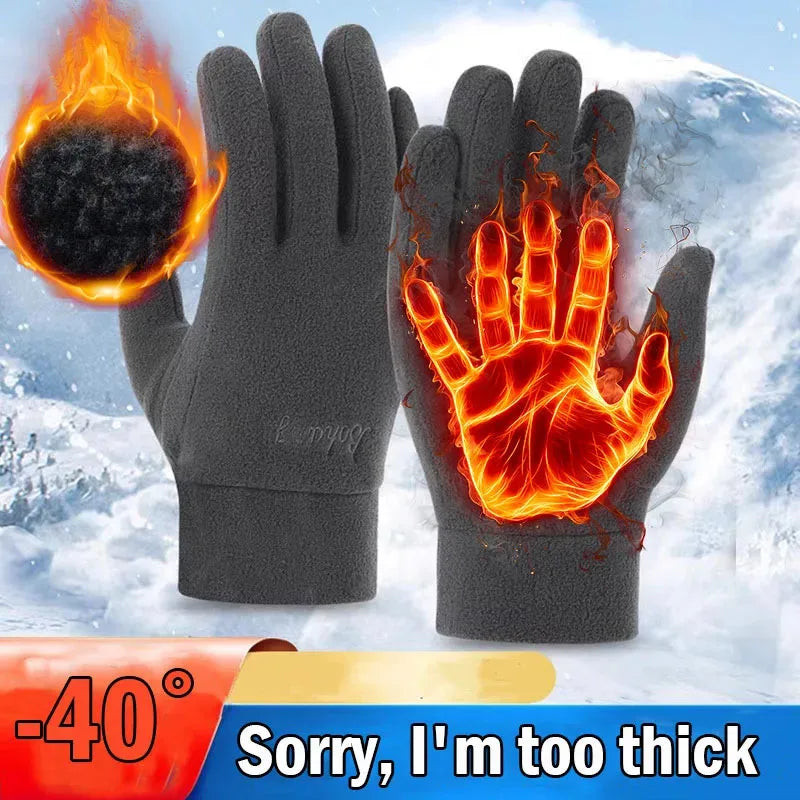 2024 Thicken Fleece Gloves for Men Women Winter Warm Thermal Full Finger Glove Outddor Windproof Running Skiing Cycling Mittens