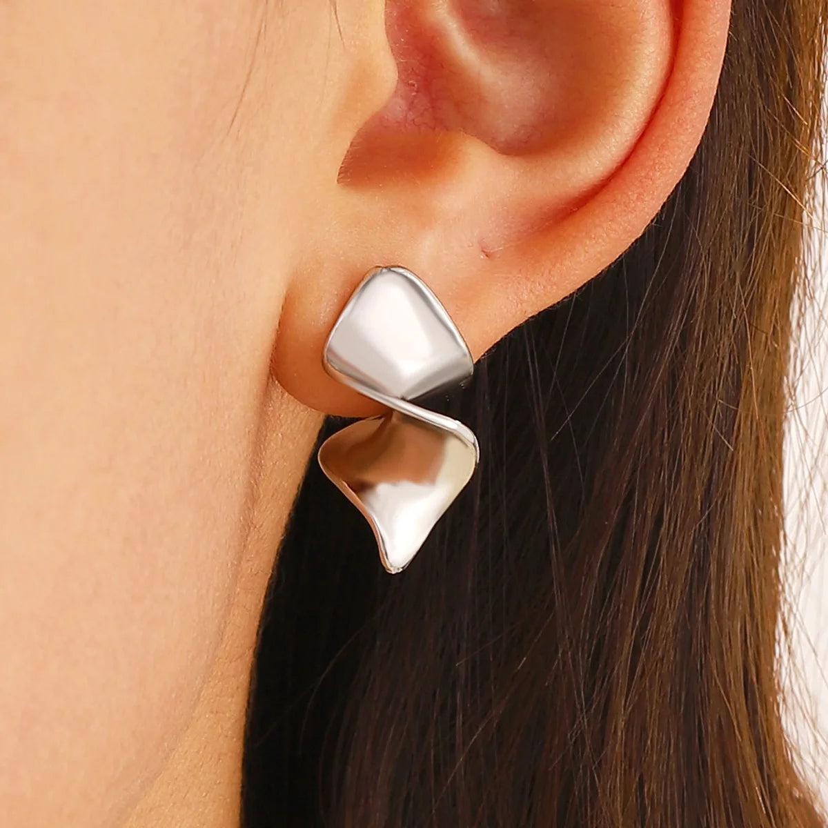 925 Silver Needle Exaggerated Irregular Earrings For Women Metal Earing Jewelry 2024 Trending New Geometric Stud Earrings Z40