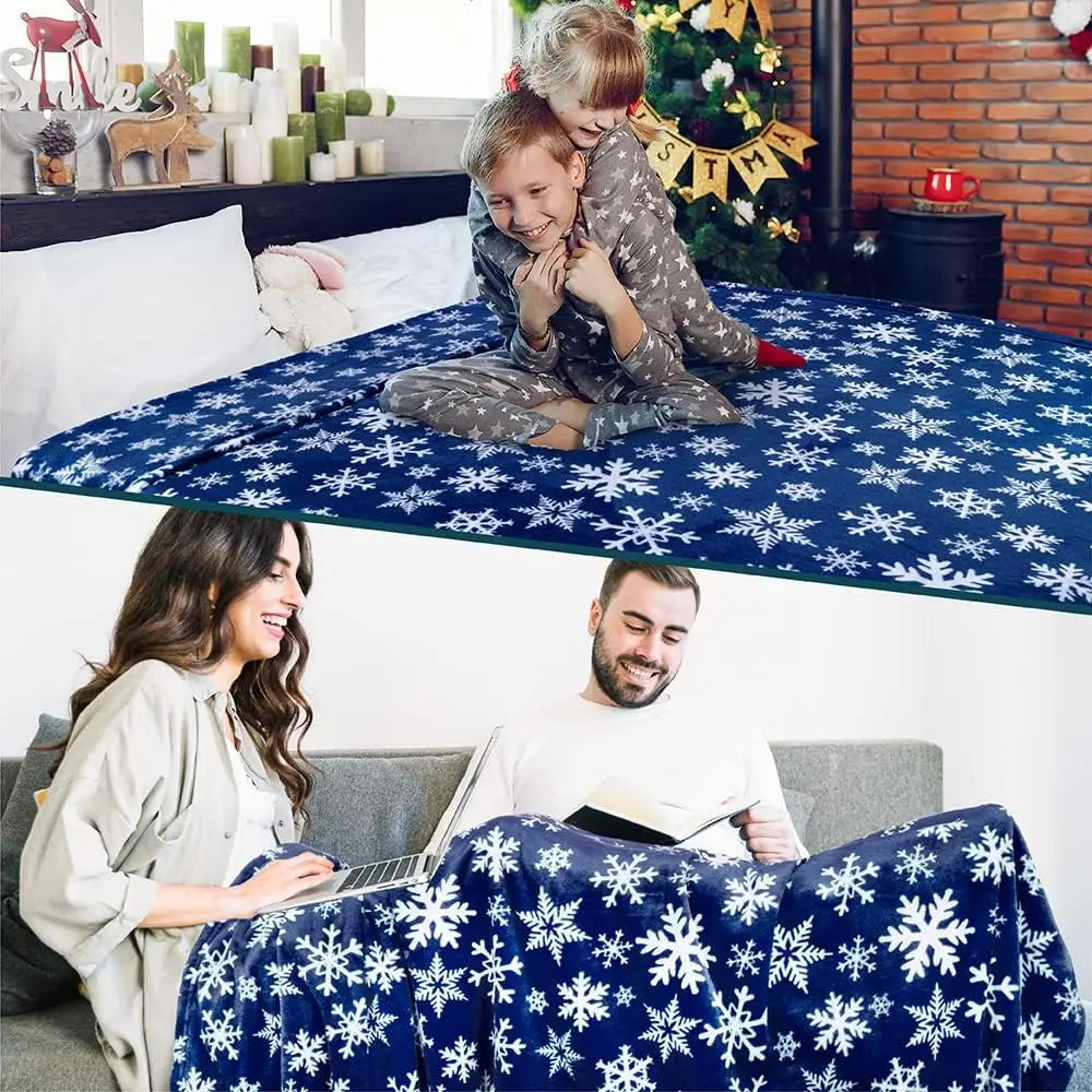 Christmas Throw Blanket,Flannel Snowflake Gingerbread 2024 Xmas Fleece Blanket,Winter Warm Soft Plush Blanket For Couch Sofa Bed