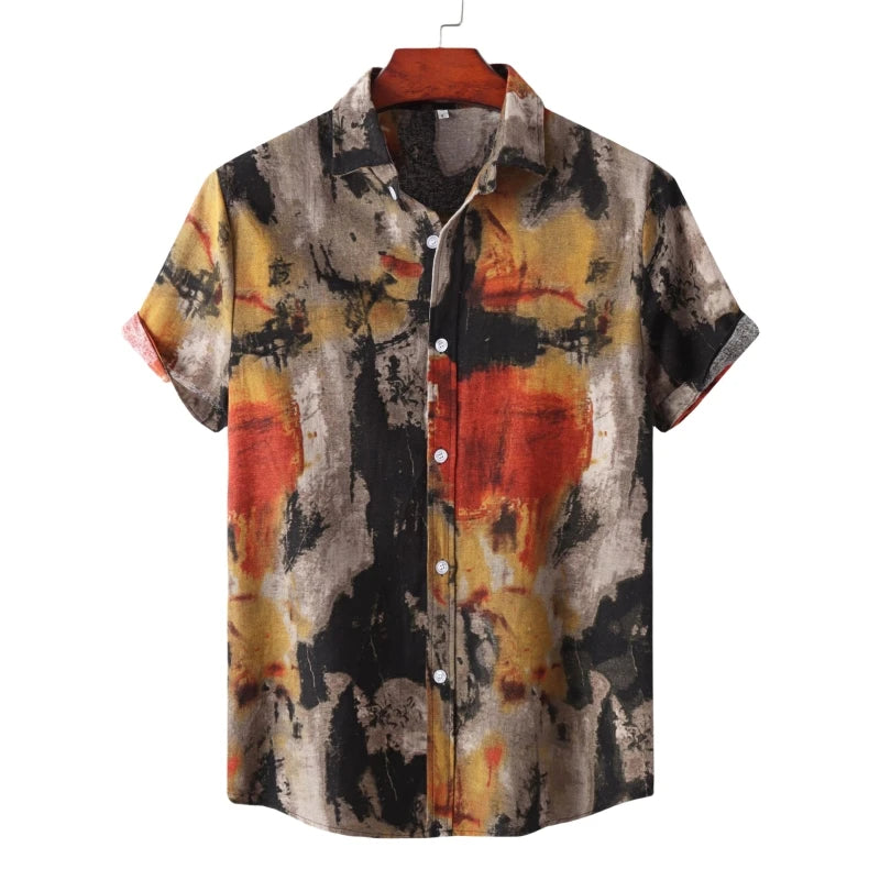 Hawaiian Shirt Men Shirts High Quality Man T-shirt Men's Luxury Clothing Fashion Blouses Social Cotton T-shirts