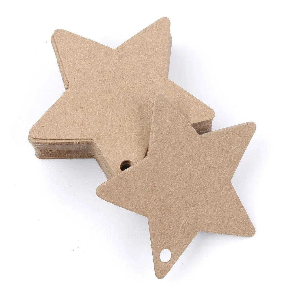 100pcs Five-pointed Star Christmas Wedding Label Party Gift Card Hanging Tags Christmas Ornaments