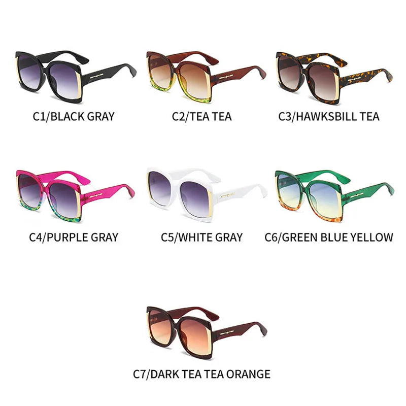 Luxury Brand Square Sunglasses For Women Retro Vintage Oversized Gradient Sun Glasses Female Shades Ladies Oculos De Sol Feminin