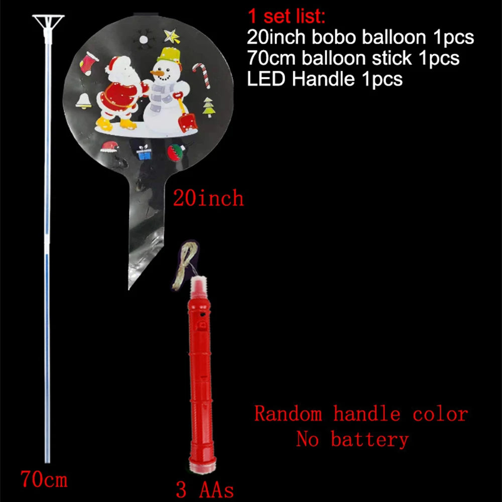 1Set LED Light Up Bobo Balloons With Flashing Handles Christmas Birthday Party Decorations Xmas Ballons Kids New Year Toys Gifts