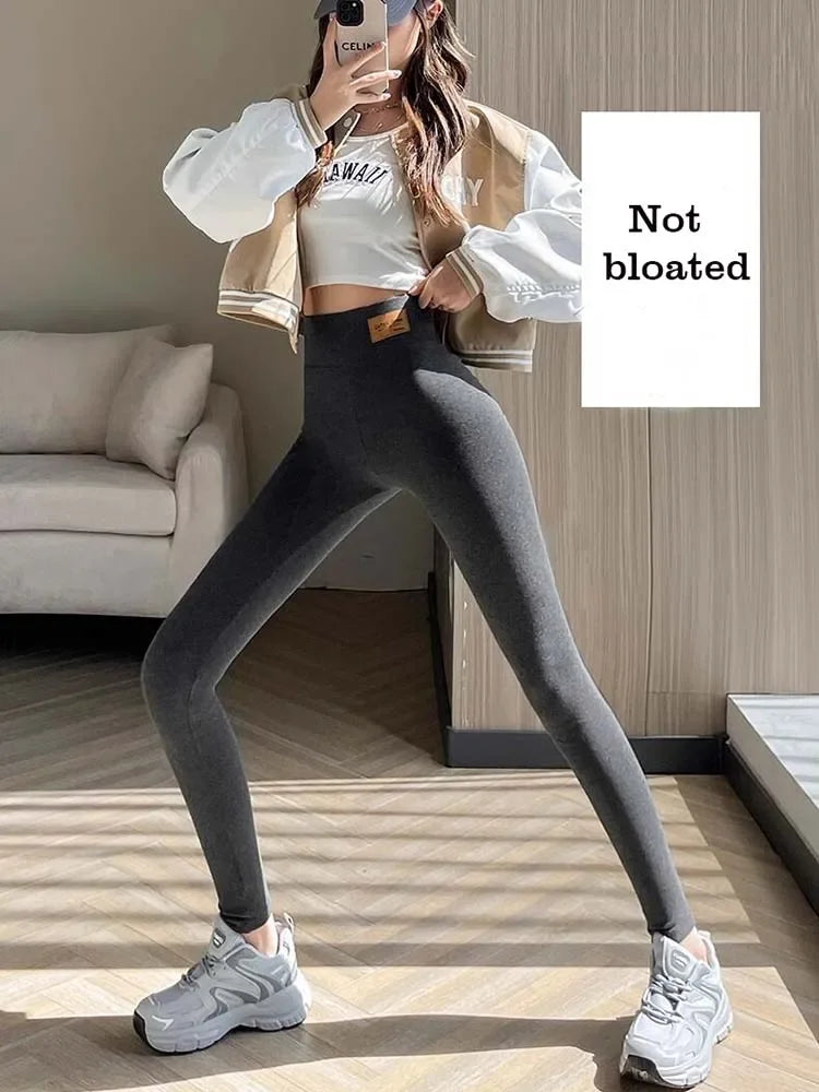 Women Leggings Autumn Winter Velvet Thickened Cotton Female Legging High Waist Solid Casual Fleece Warm Tights Pants Women