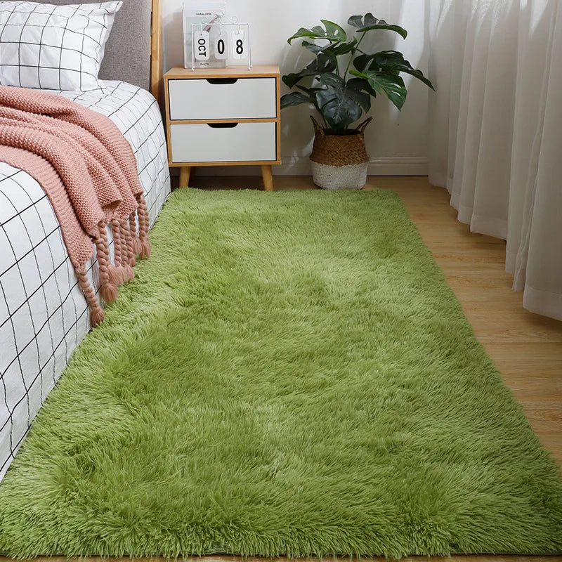 Silk Wool Bedside Blanket for Girls, Ins Bedroom Plush Carpet, Silicone Non Slip Bottom, Living Room Carpet, Cute Rug