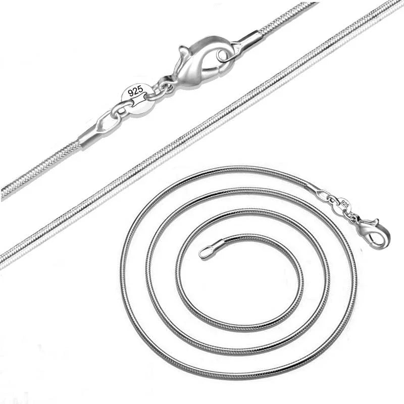 Exclusive 925 sterling silver necklace women, silver fashion jewelry Snake Chain 1mm Necklace 16 18 20 22 24"