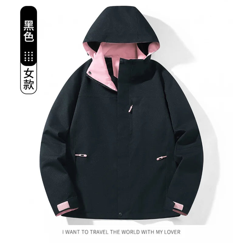2024 couples with the same mountaineering outdoor jacket autumn and winter windproof waterproof handsome jacket thickened tops