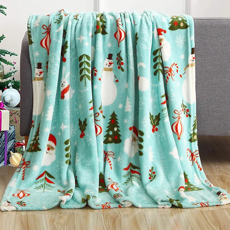 Christmas Throw Blanket,Flannel Snowflake Gingerbread 2024 Xmas Fleece Blanket,Winter Warm Soft Plush Blanket For Couch Sofa Bed