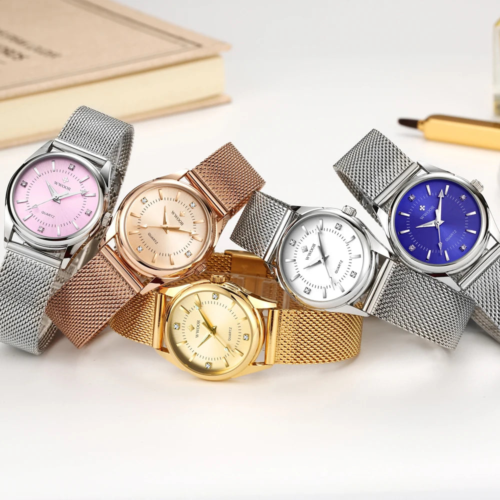 WWOOR Luxury Ladies Watch Elegant Simple Waterproof Women’s Quartz Wristwatch Stainless Steel Women Bracelet Watches Reloj mujer
