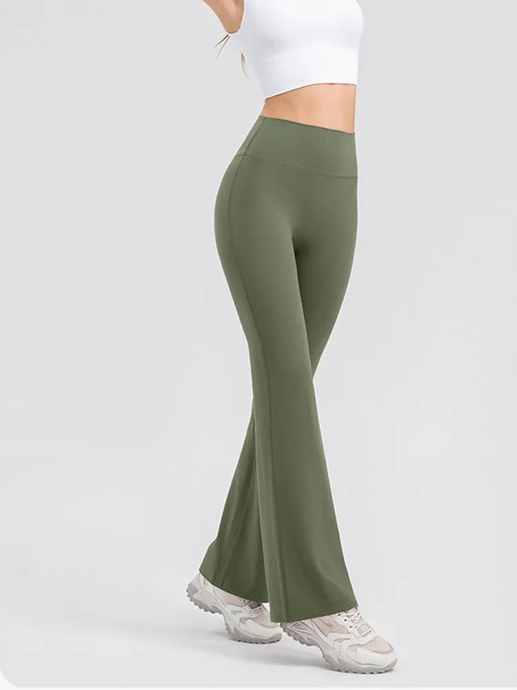INLUMINE New Naked Sports Flared Leggings Womens Yoga Pants Gym Fitness Tights Flare Leg Woman Street Wear Casual Wide Leg Pants