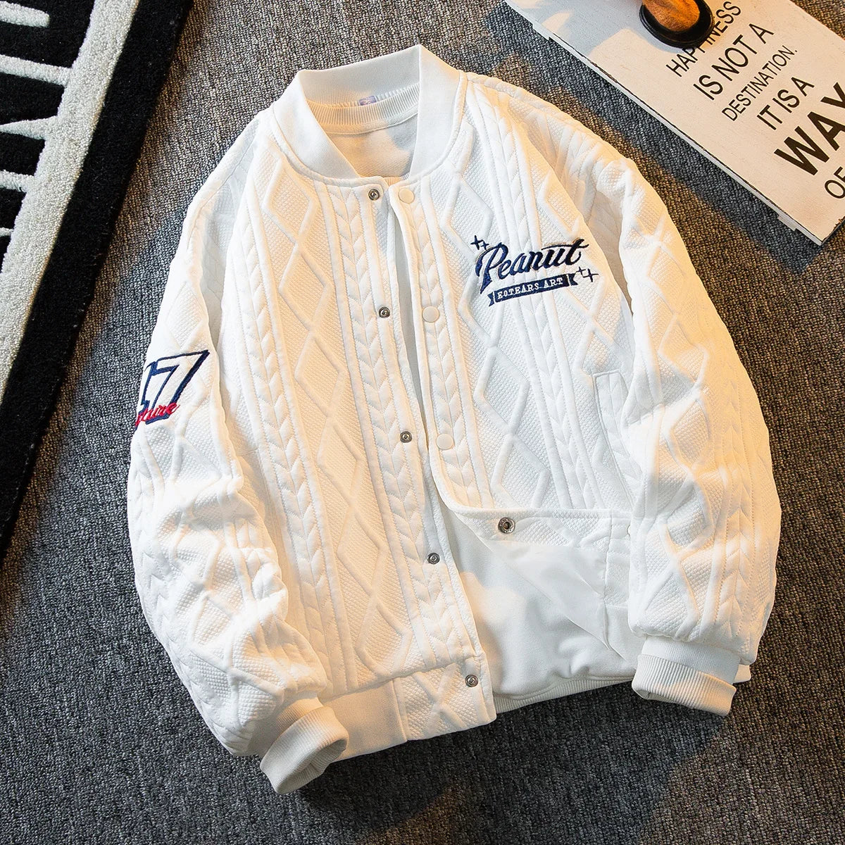 Heavy Retro American Vibe Style Baseball Jacket Men 2023 Winter Trendy Brand Bomber Jacket Winter Wear Jackets Coats
