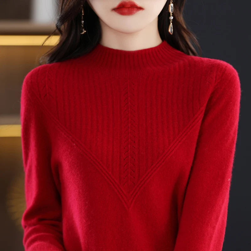 100% merino sweater women's turtleneck pullover loose knit bottoming shirt autumn and winter long sleeve cashmere top