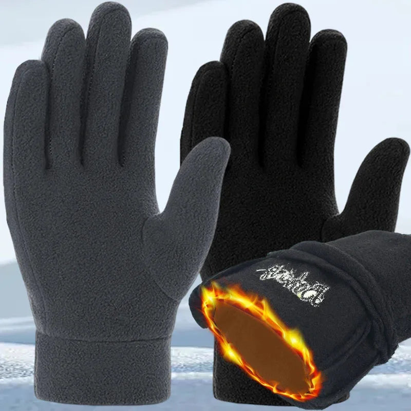 2024 Thicken Fleece Gloves for Men Women Winter Warm Thermal Full Finger Glove Outddor Windproof Running Skiing Cycling Mittens