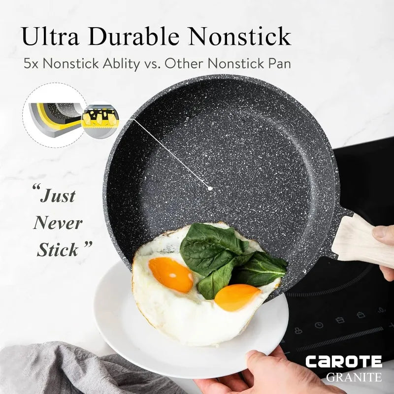 Cookware Sets 10 Pcs Stone Cookware Set,non stick frying pan set , pots and pans set ( Granite, induction cookware)