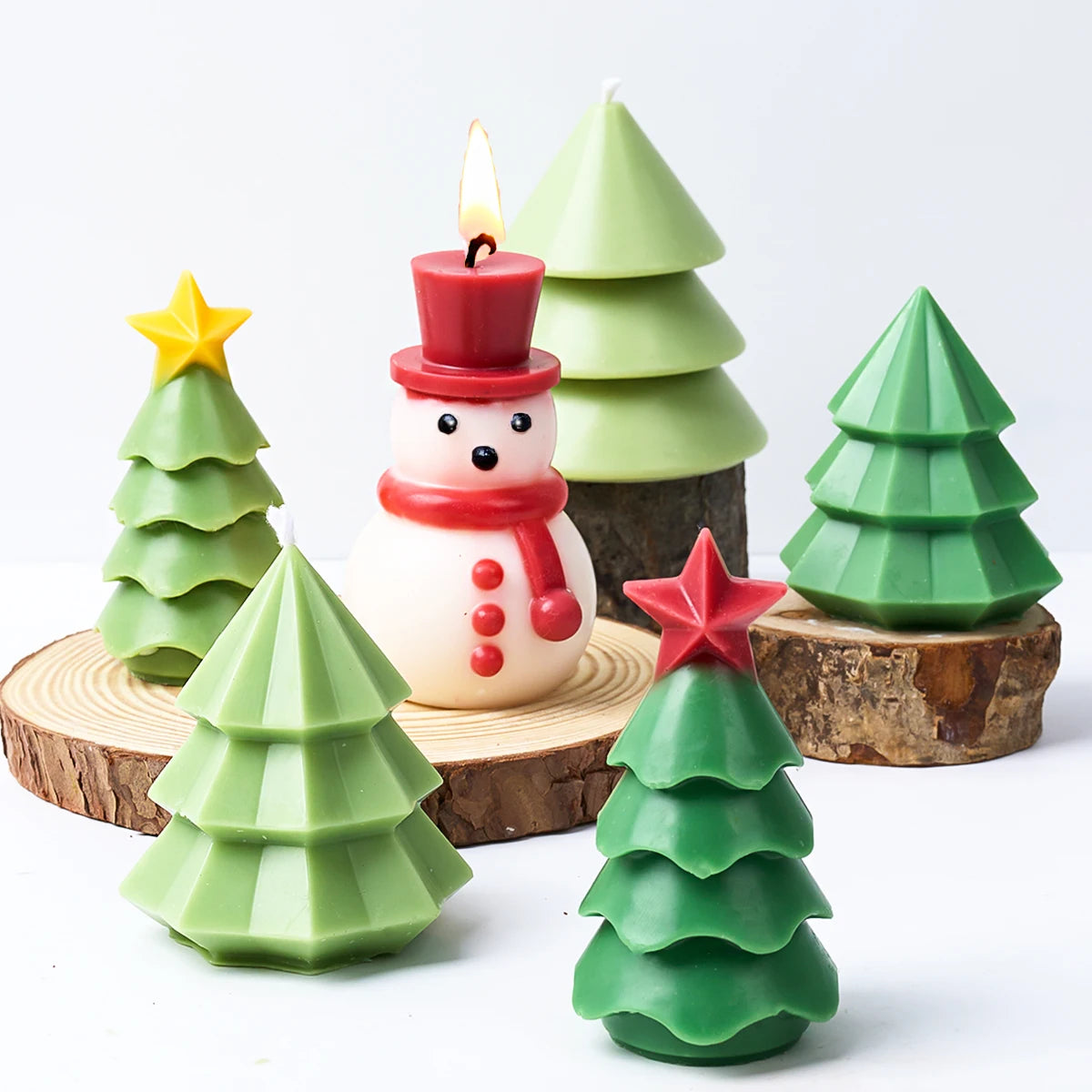 New Wool Scarf Snowman Resin Mold 3D Christmas Tree Candle Silicone Mould Cake Baking Tools DIY Crafts Party Decor Making Tools