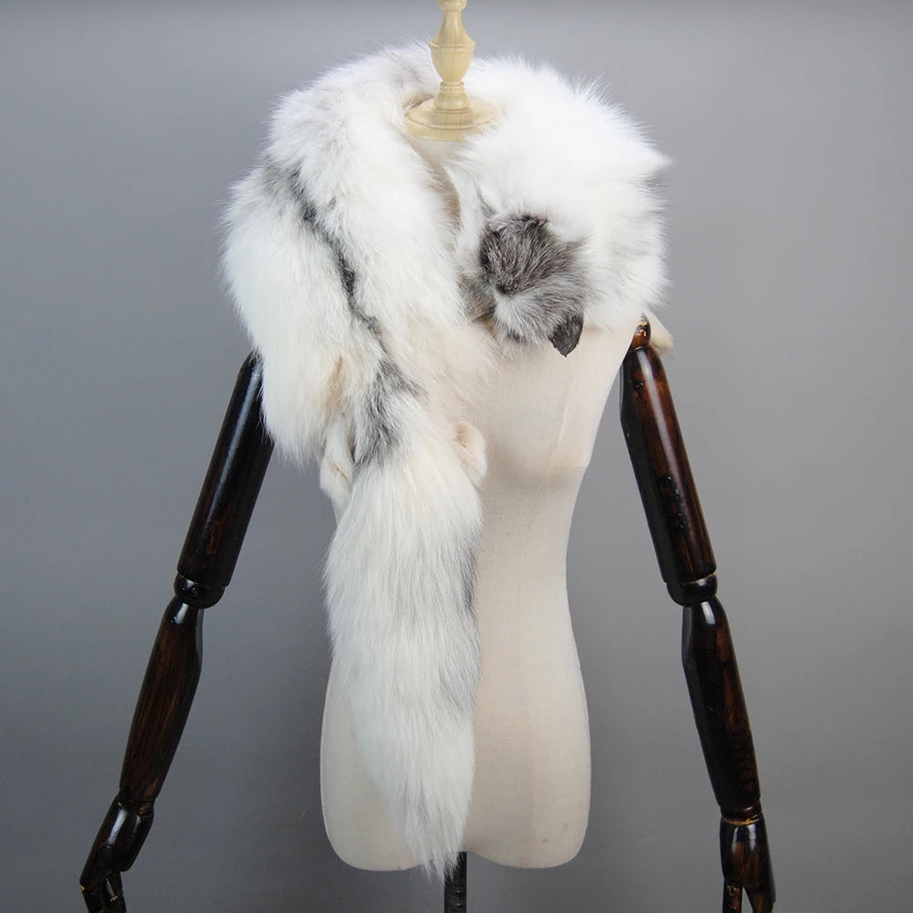 2024 Party Luxury Winter Real Fox Scarf High-End Men's Women's Fox Fur Scarf 100% Natural One-Piece Warmth Real Fox Fur Collar