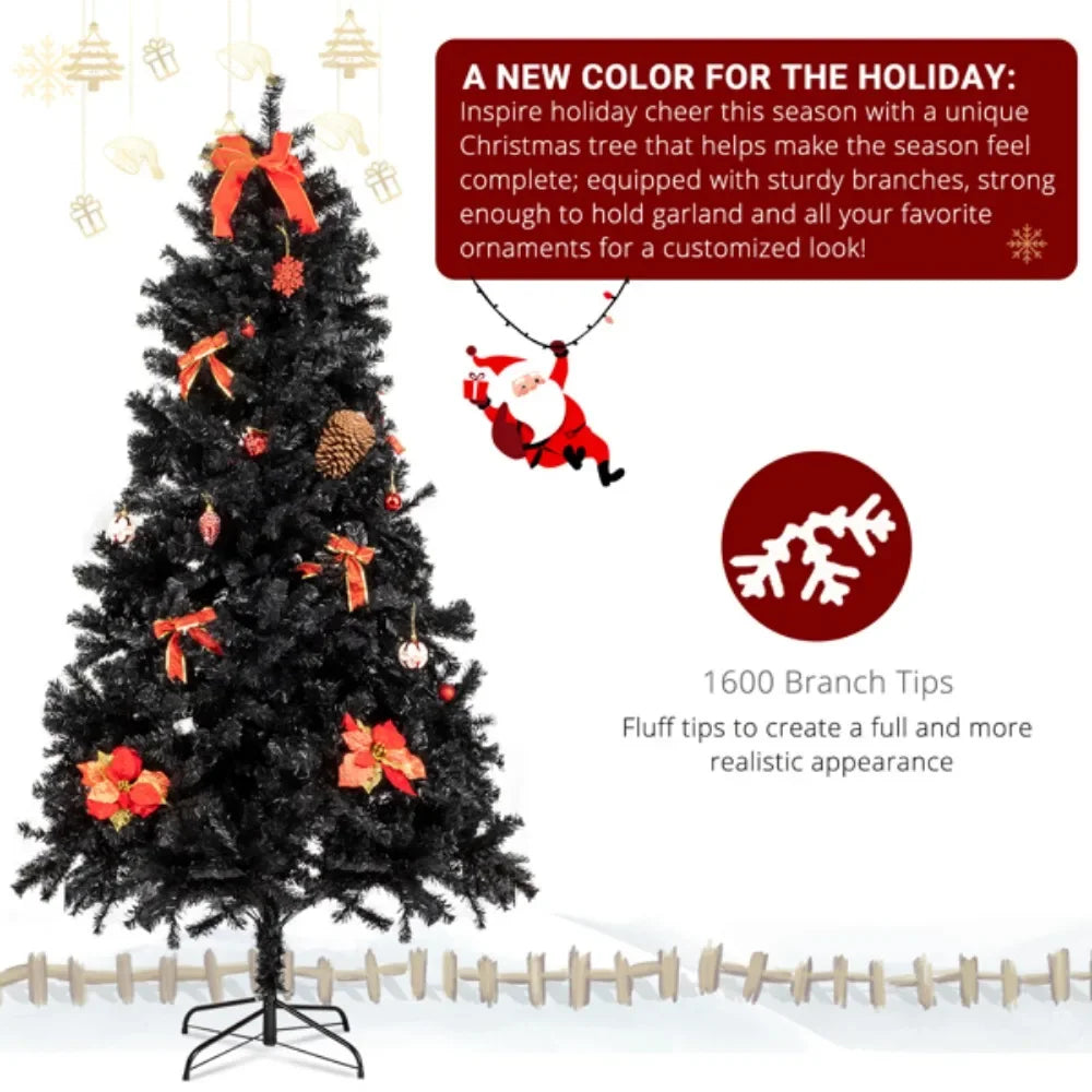 Black 1150 Branches The leaves are made of flame retardant PVC material, which is durable and not easy to deform Christmas tree