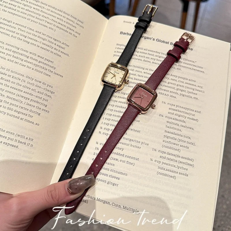 Woman Watch Light Luxury Quartz Watches for Women Gifts Waterproof Square Dial Leather Band Woman’s Wristwatch