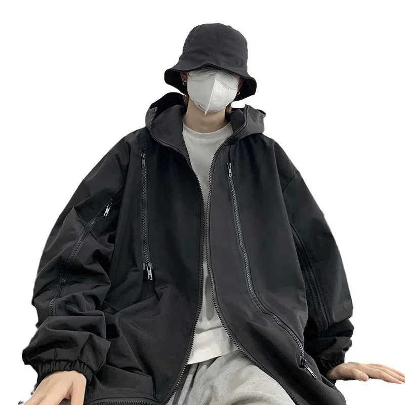 Black Knight American Style Trendy Brand Men's Autumn/winter New Loose-fit Functional Workwear Hooded Jacket