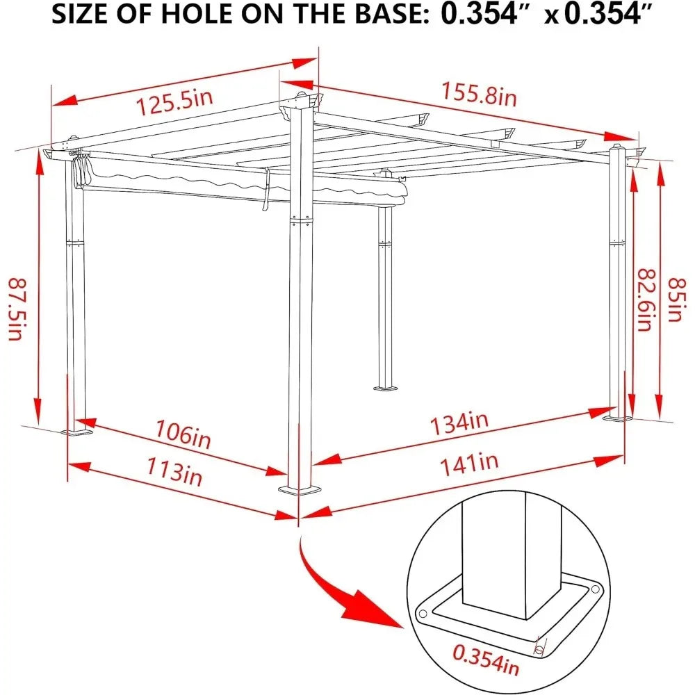10x13ft Pergola, Metal Pergola w/Thicker Post & Upgraded Retractable Pergola Canopy, Heavy-Duty Aluminum Pergolas