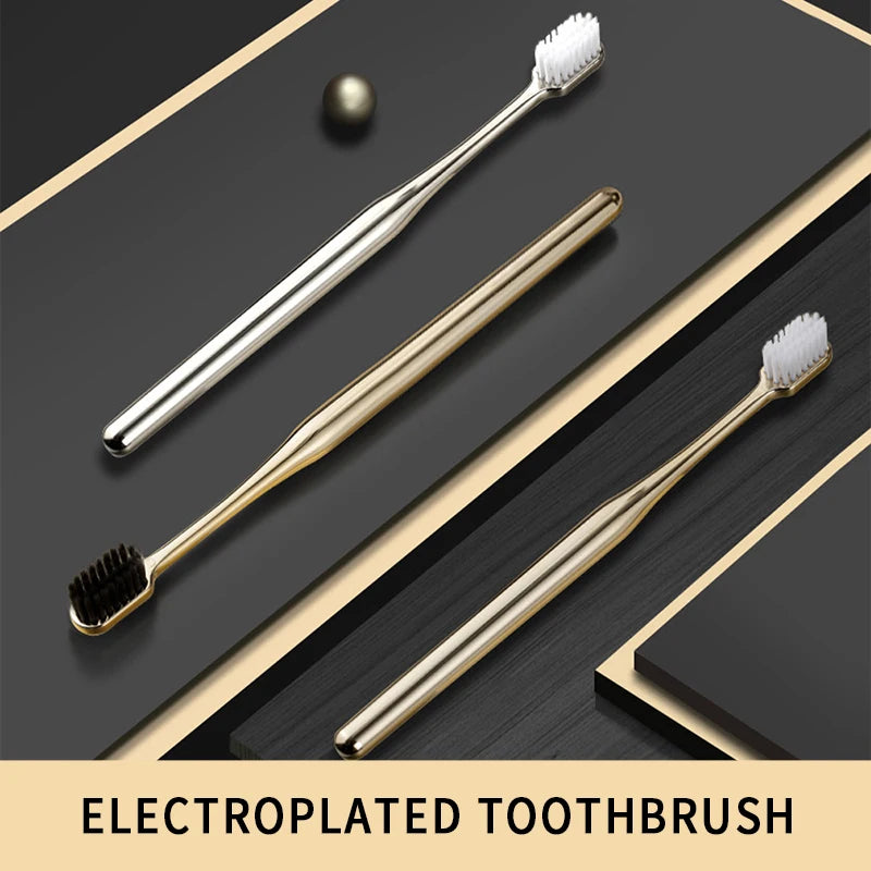 Kingubznis Luxury Soft Toothbrush Gold Silver Teeth Brush Men Women Adult Toothbrushes Brand New Electroplated Dental Brushes