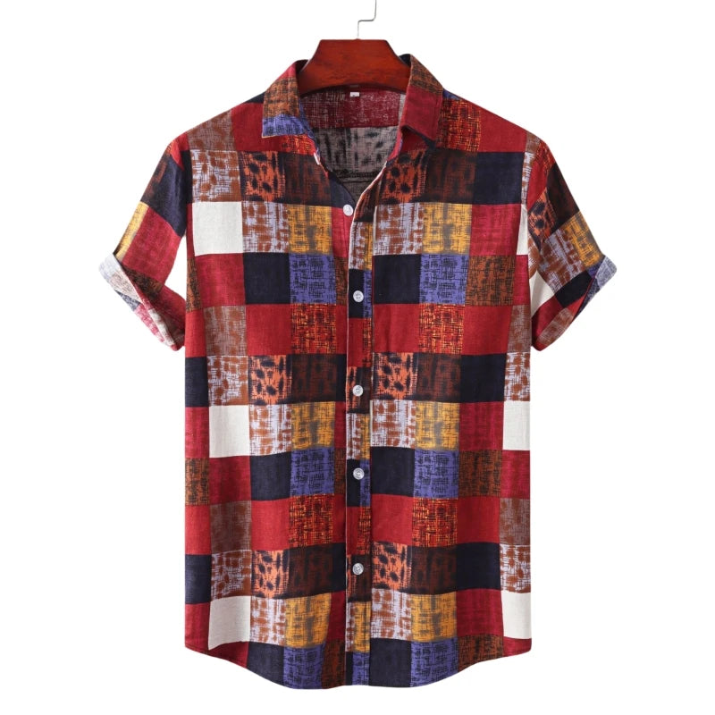 Hawaiian Shirt Men Shirts High Quality Man T-shirt Men's Luxury Clothing Fashion Blouses Social Cotton T-shirts