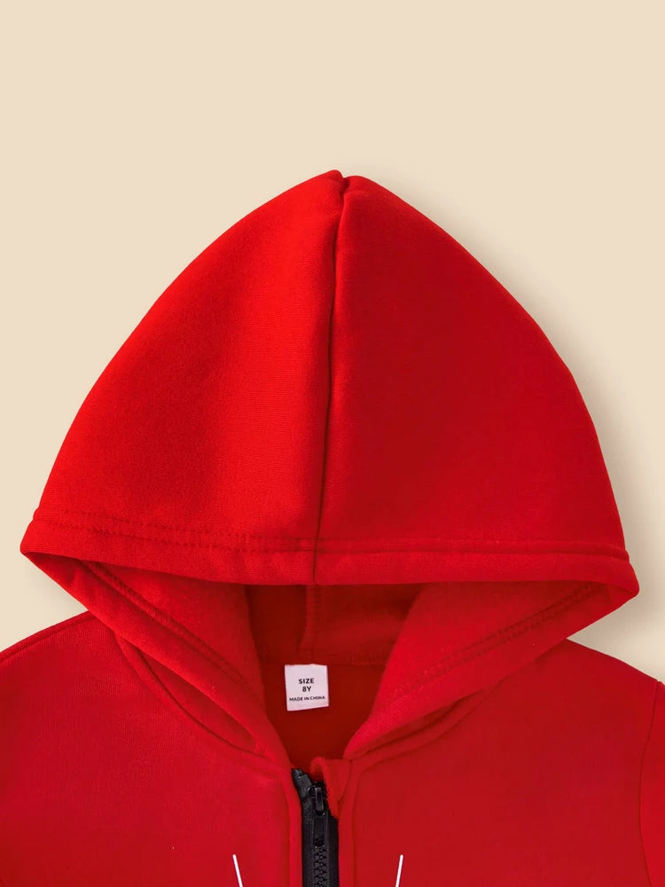 Boys autumn winter fashion cool cartoon hooded long sleeve cardigan zipper jacket casual grab fleece warm and thick clothes