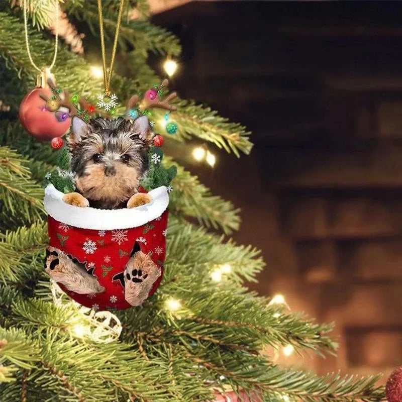 Cute Dog Christmas Tree Hanging Ornaments Dachshund Dog Shaped Pendants For Home Christmas Decorations Xmas 2024 New Year Gifts