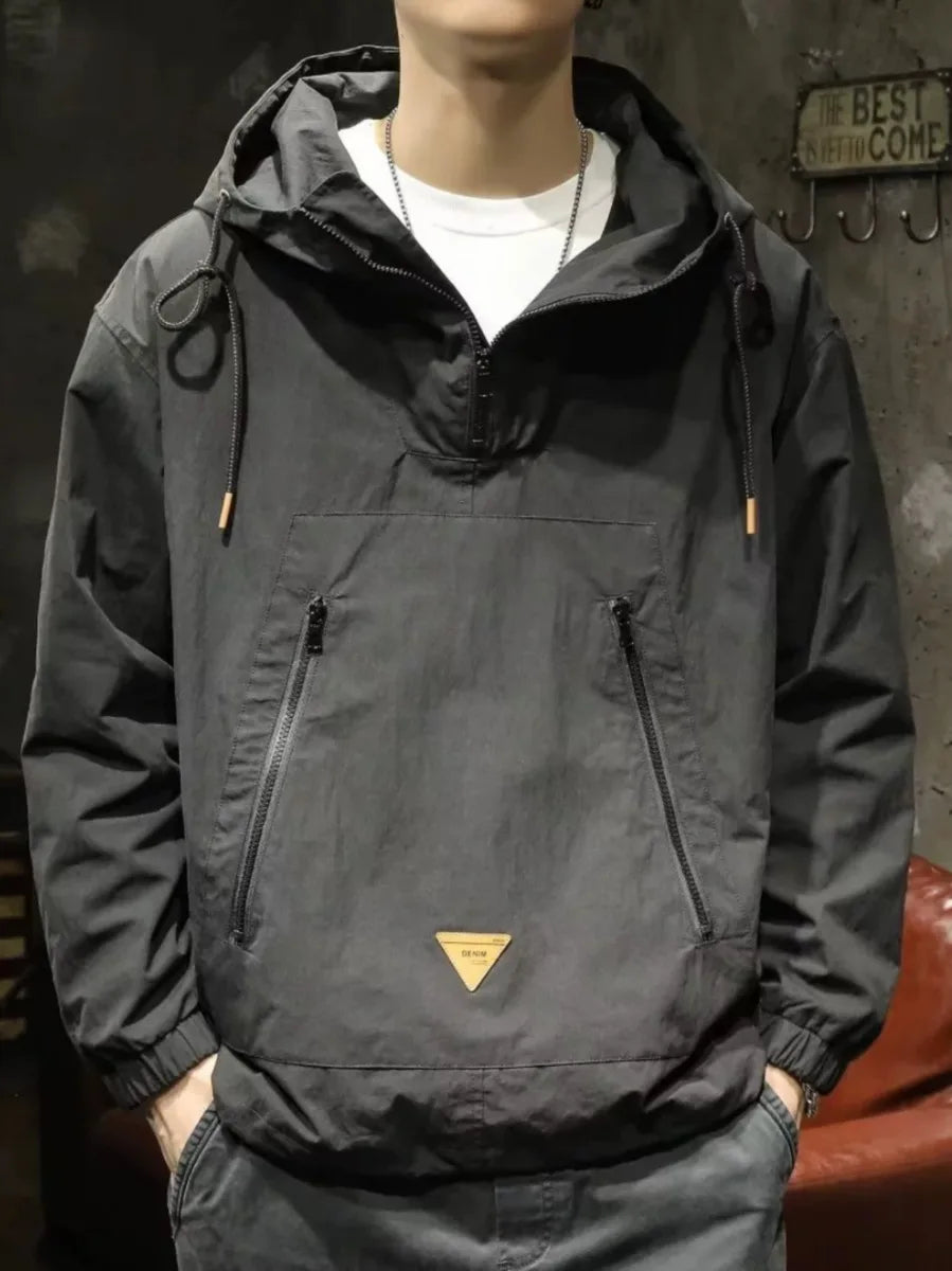 Large Size Cargo Hooded Jacket Men's Top Coat Fashion Trend Youth Outdoor Leisure Spring Autumn Handsome Windproof Jacket