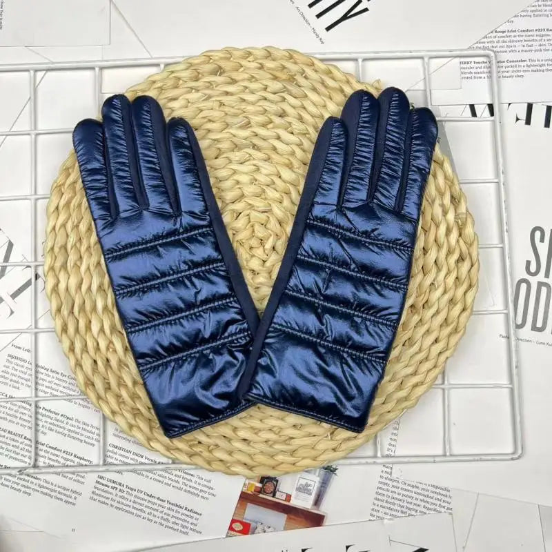 Winter Women Fashion Luxury Waterproof Keep Warm Touch Screen Plus Fleece Down Cloth Suede Soft Gloves Elasticity