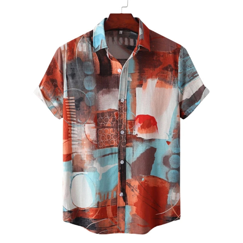 Hawaiian Shirt Men Shirts High Quality Man T-shirt Men's Luxury Clothing Fashion Blouses Social Cotton T-shirts