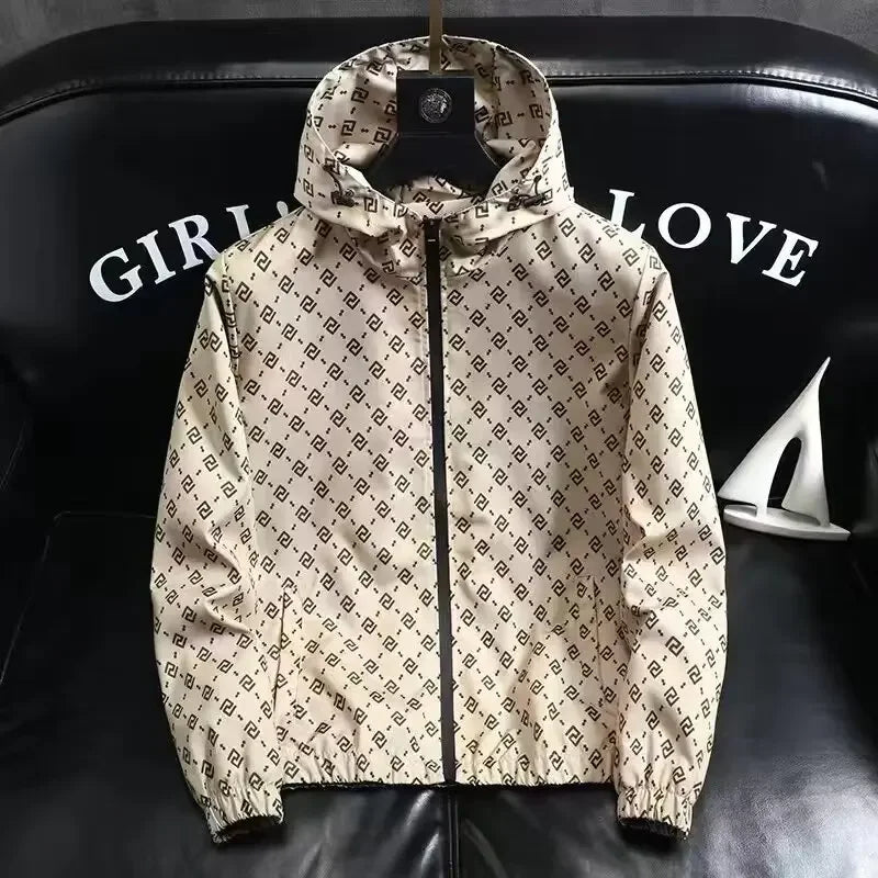 2024 Men's Anti-uv Sun Protection Clothes Plaid Ultra-thin Ice Silk Outdoor Hooded Thin Jacket Sunscreen Serum Coat
