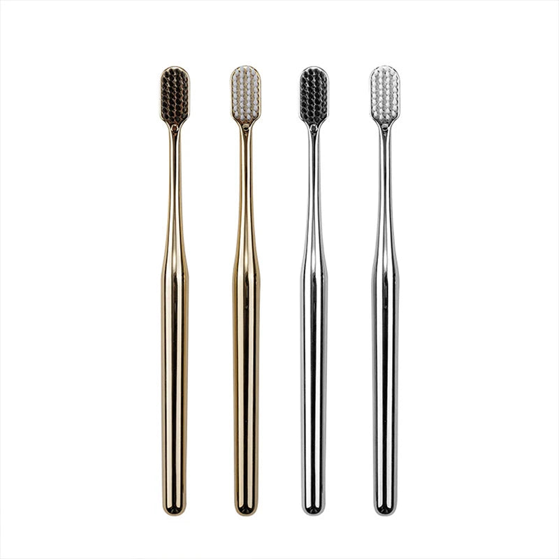Kingubznis Luxury Soft Toothbrush Gold Silver Teeth Brush Men Women Adult Toothbrushes Brand New Electroplated Dental Brushes