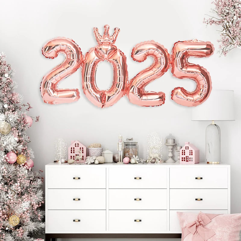 2025 Number Foil Balloons for Happy New Year Eve Party Decoration Photo Booth Props Supplies Christmas Home Decor Navidad 2024
