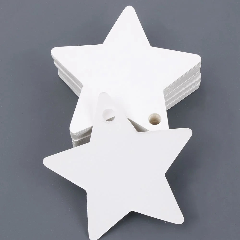 100pcs Five-pointed Star Christmas Wedding Label Party Gift Card Hanging Tags Christmas Ornaments