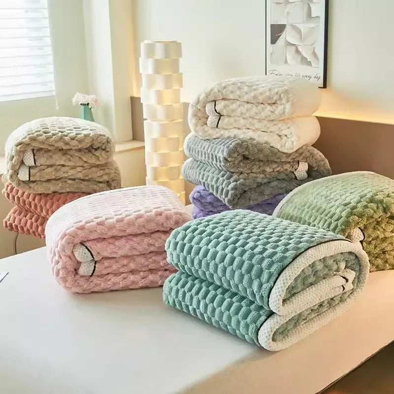 Warm Plush Blankets for Beds Super Soft Plaid Blanket On the Bed Sofa Throw Blanket Office Nap Comforter Bedspread Queen Quilt