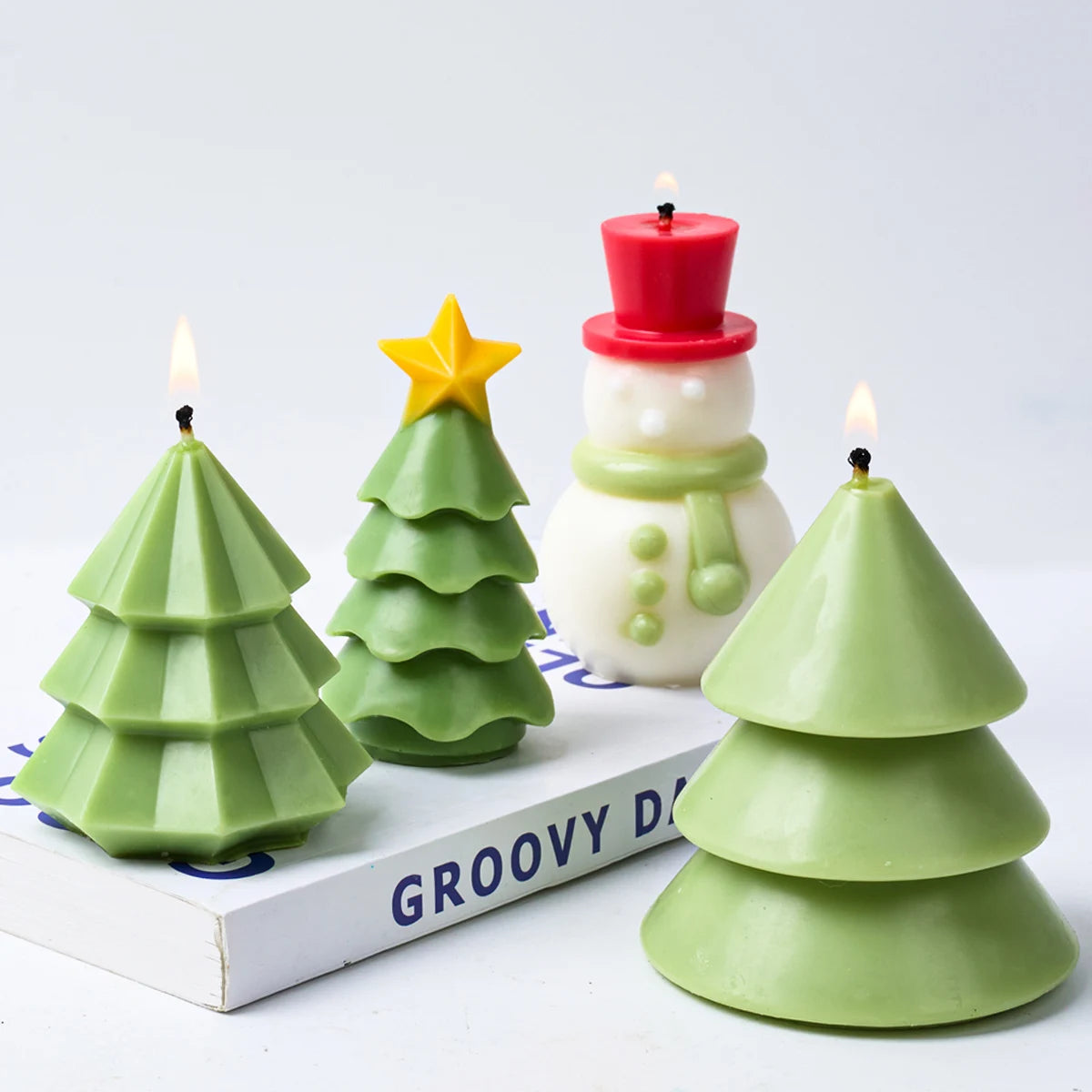 New Wool Scarf Snowman Resin Mold 3D Christmas Tree Candle Silicone Mould Cake Baking Tools DIY Crafts Party Decor Making Tools